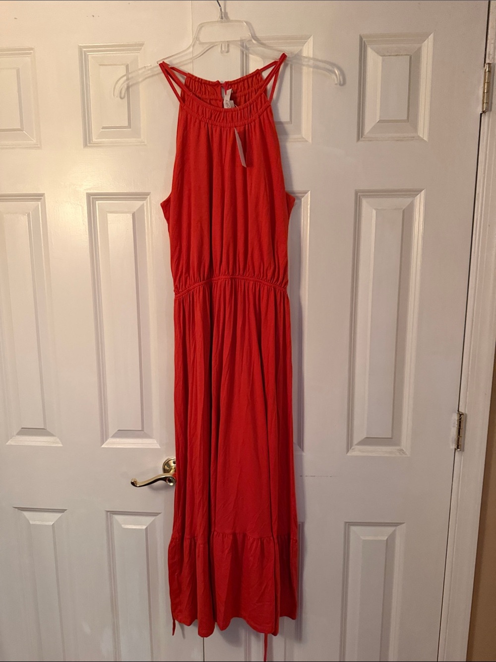 LOFT Coral Red Sleeveless Maxi Dress